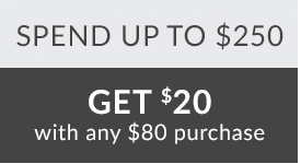 Spend up to $250, Get $20 off with a $80 Purchase