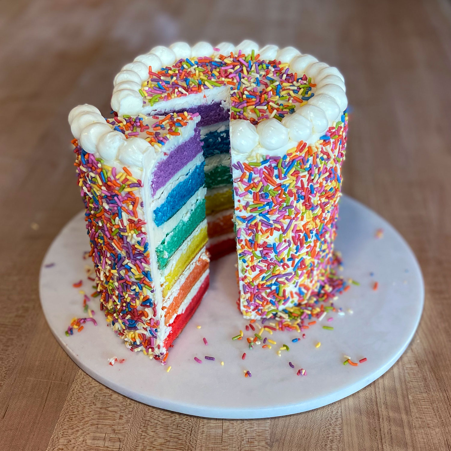 Rainbow Cake Love Buttercream Canton Ct Sur La Table