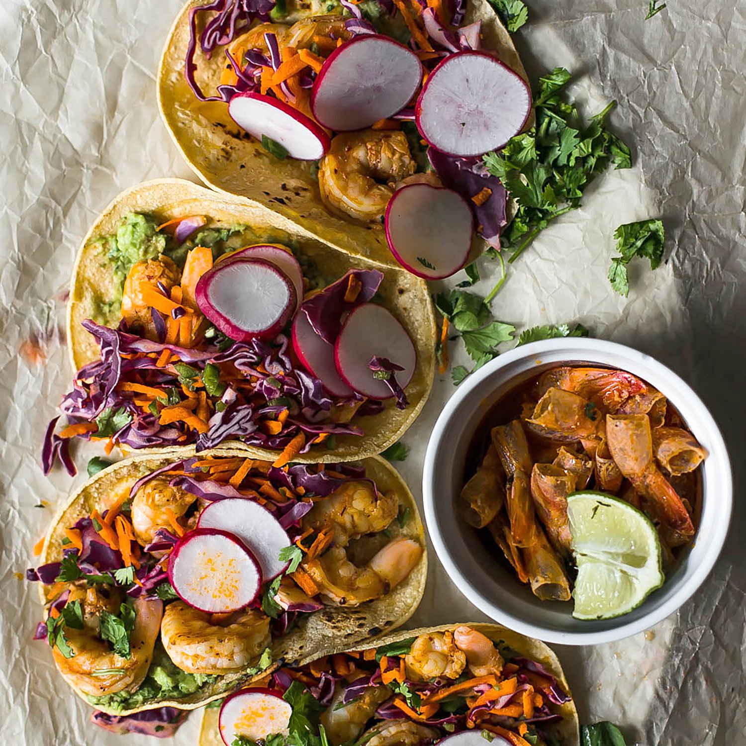 Shrimp Tacos With Avocado Crema Recipe Sur La Table