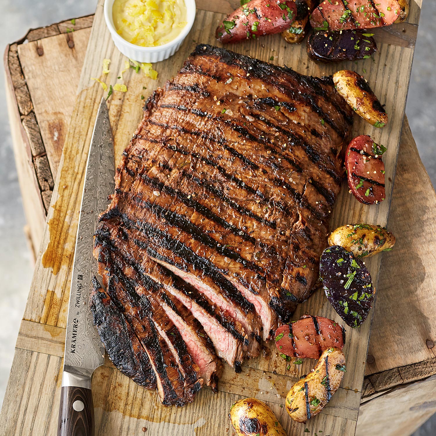 Grilled Steak And Herbed Potatoes With Lemon Aioli Recipe Sur La