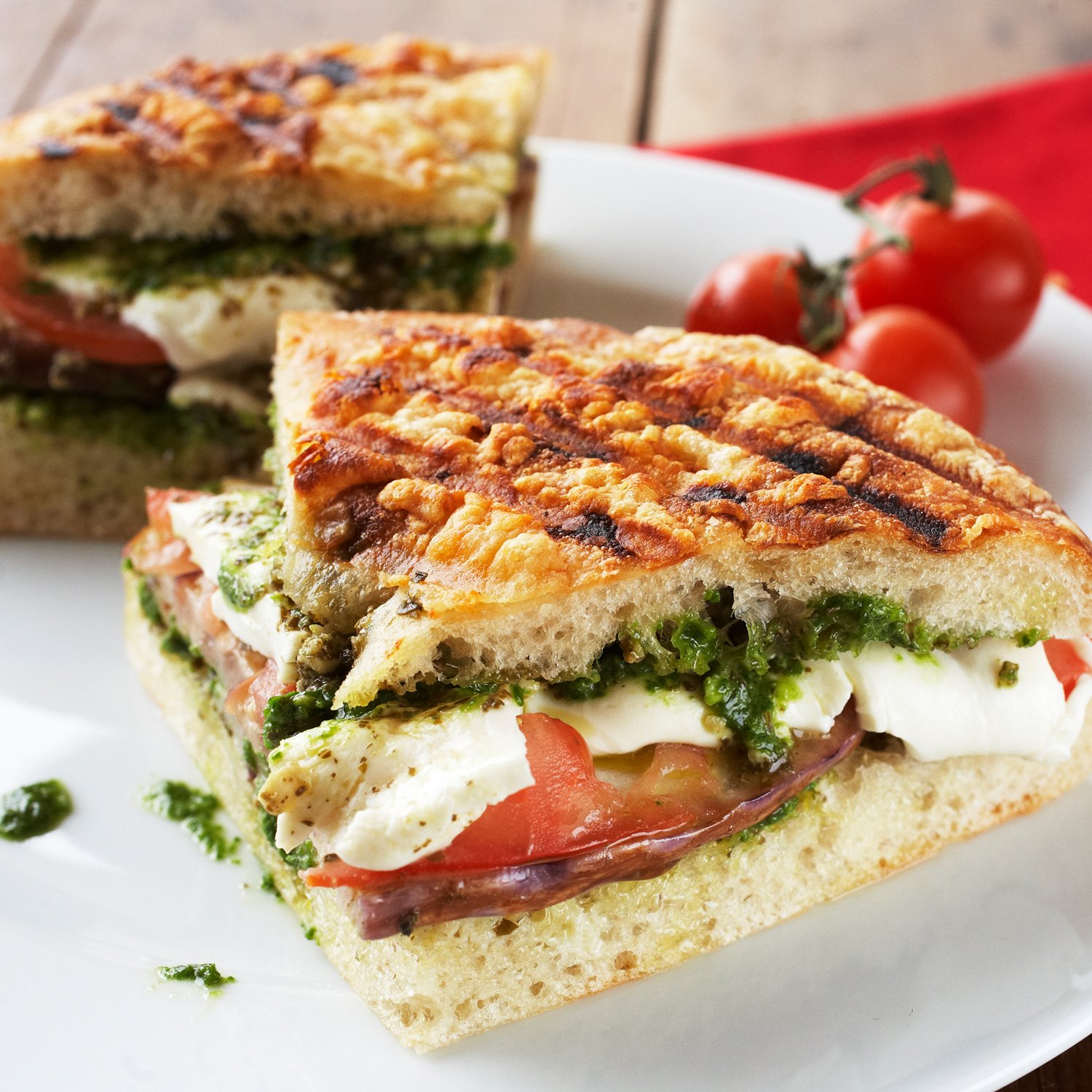 Grilled Fresh Mozzarella, Tomato &amp; Pesto Panini Recipe | Sur La Table