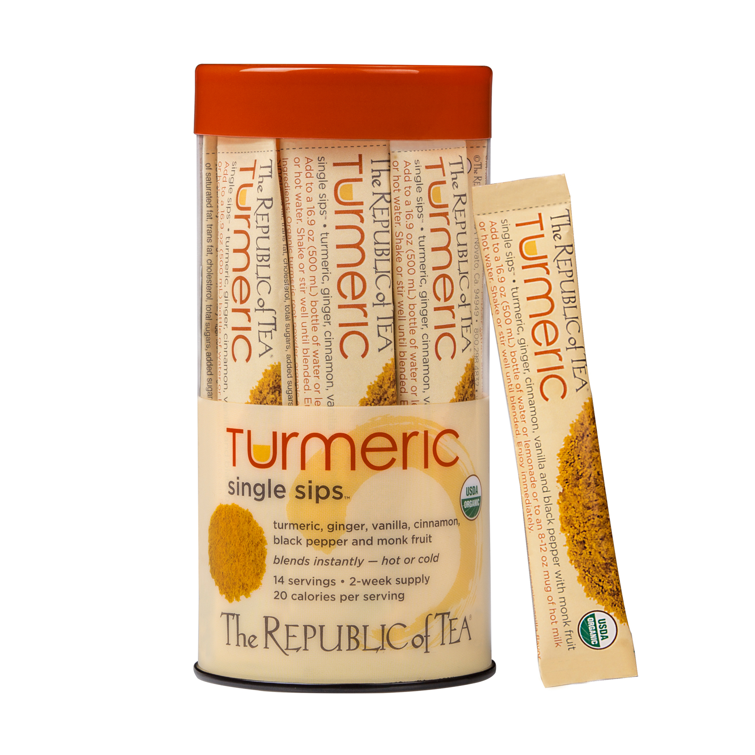 The Republic Of Tea Organic Turmeric Single Sip 14 Packets Sur