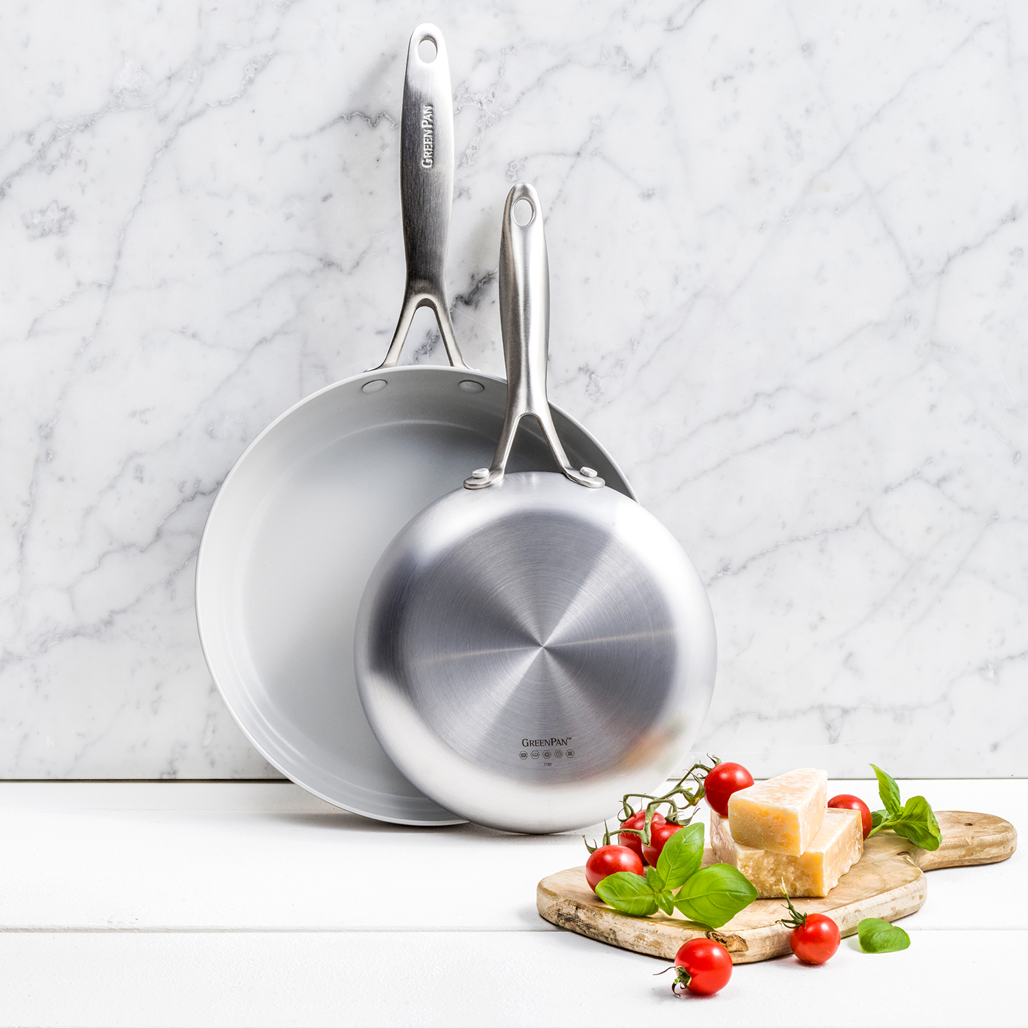 GreenPan Venice Pro Stainless Steel Skillets, Set of 2, 10" & 12" Sur