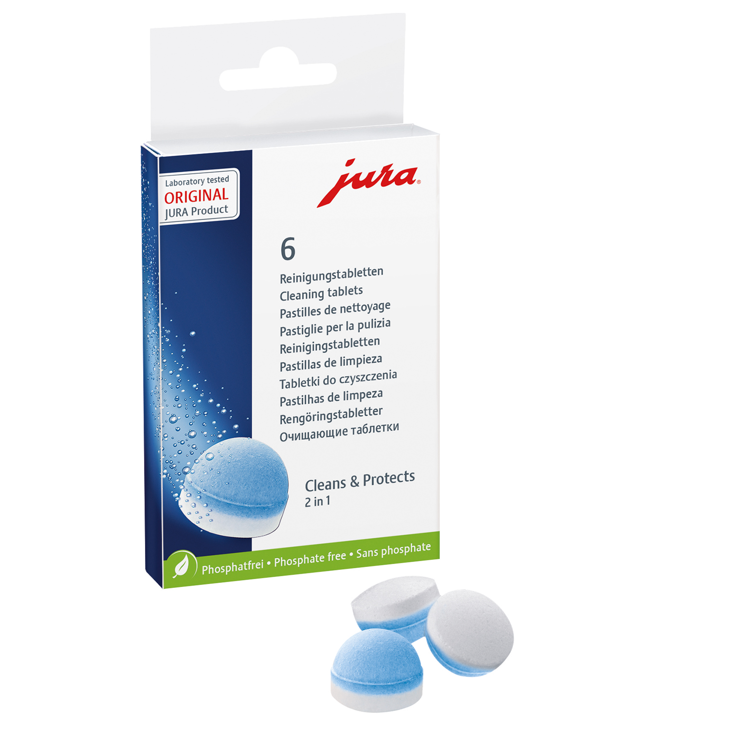 jura 2 phase cleaning tablets sur la table