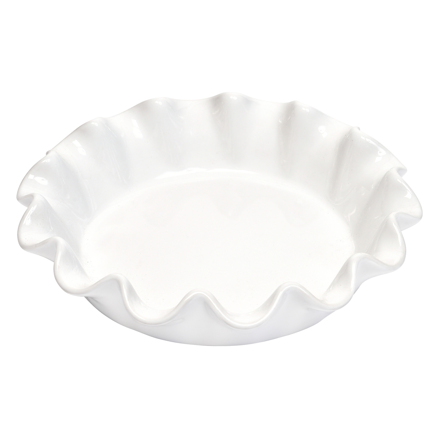 white ruffled pie dish