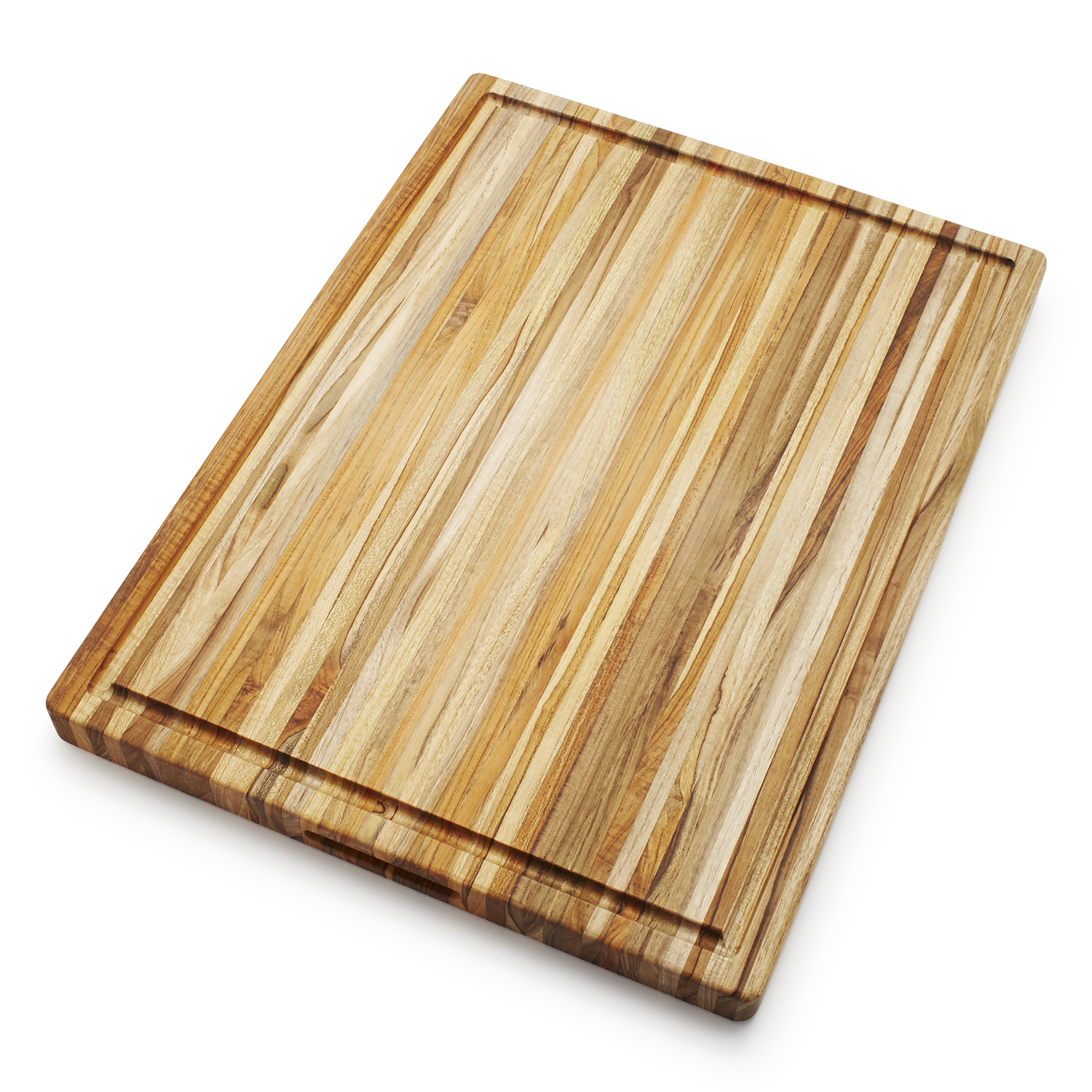 Solid Teak Cutting Board Rectangular Edge Grain with Custom Hand Grips and Exclusive No Skid No Mar Feet. By Teak For Less 20x15x1.5 Inches 
