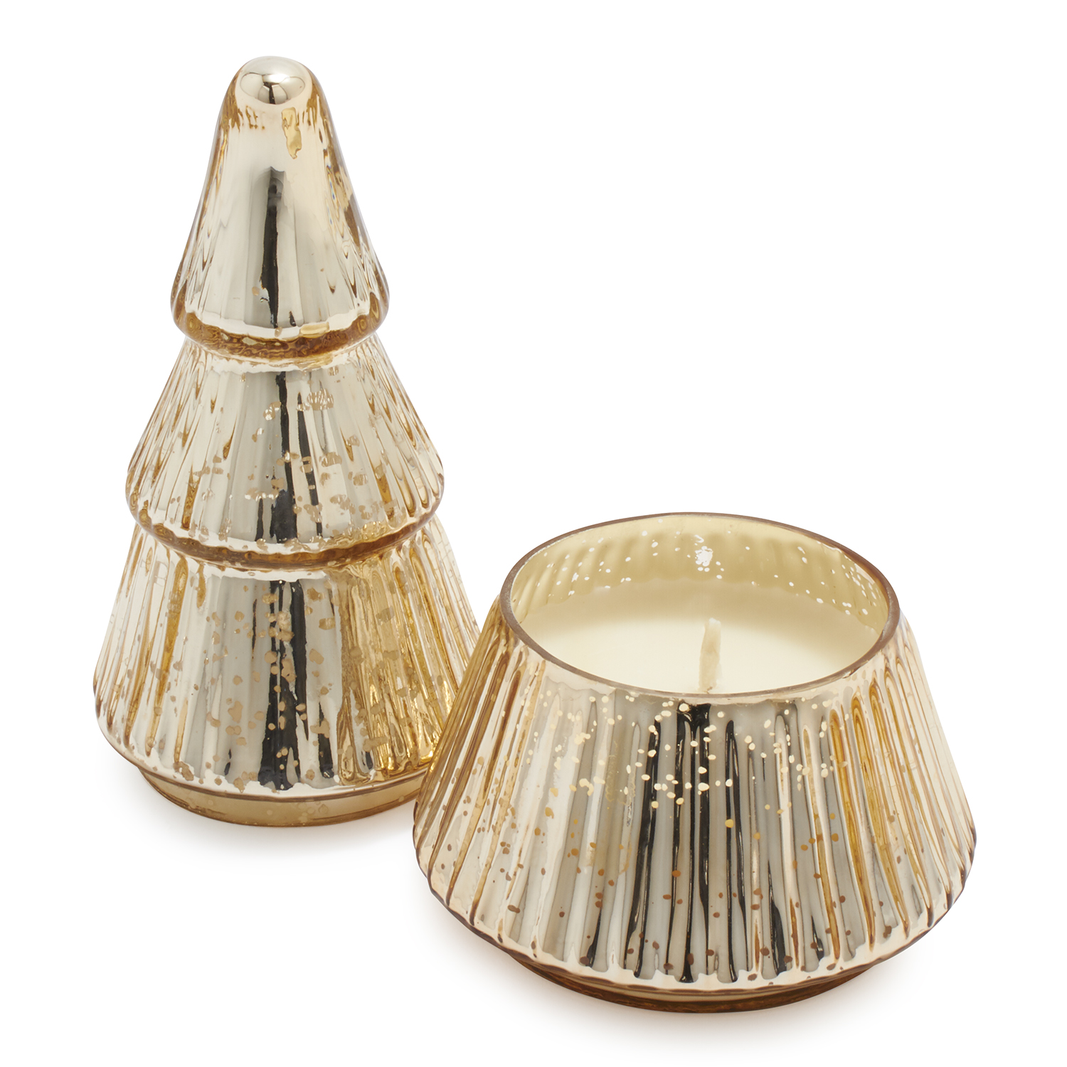 Figural Mercury Glass Christmas Tree White Peppercorn Candle 9 3 Oz Sur La Table