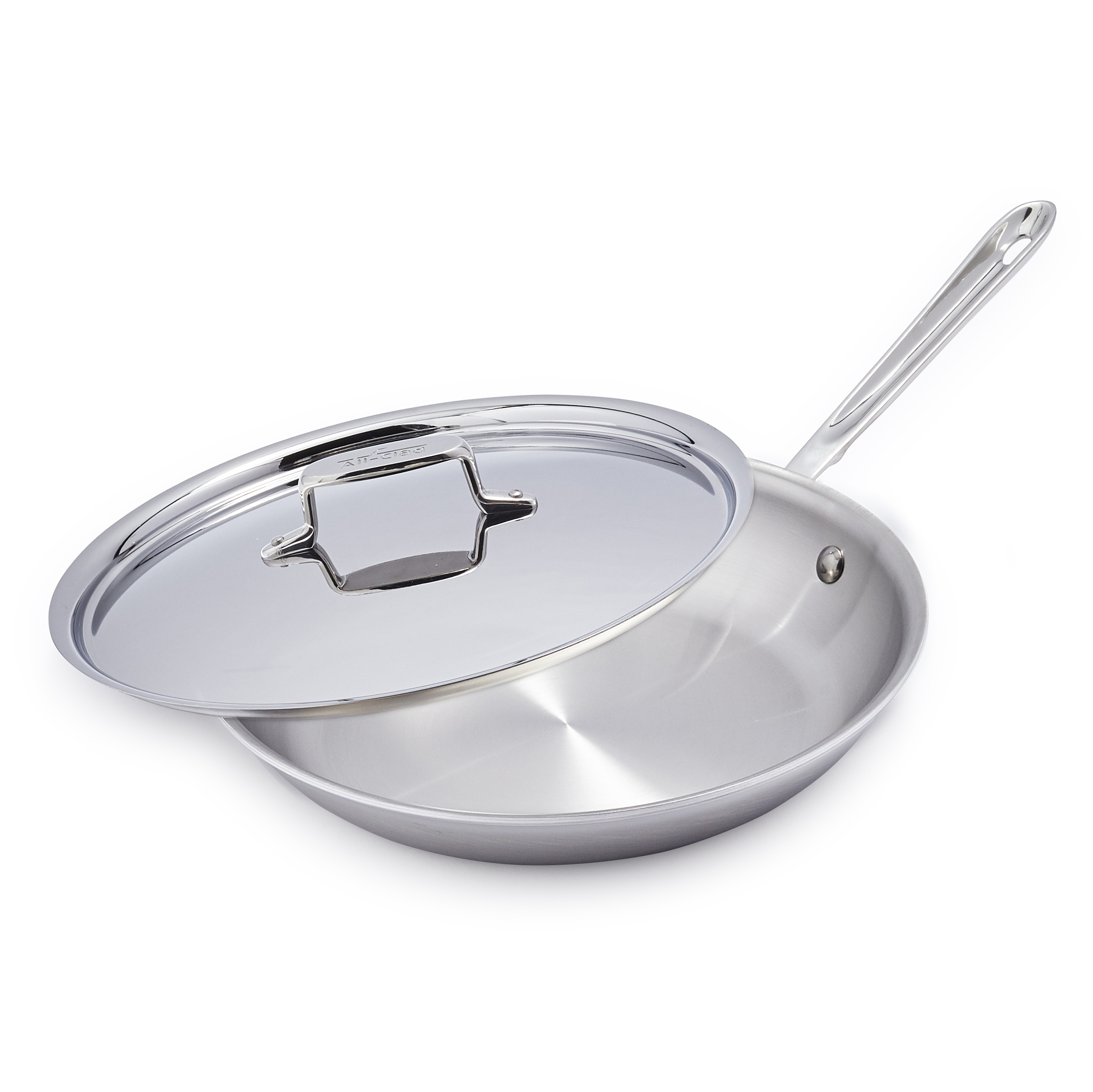 AllClad d5 Brushed Stainless Steel Skillet with Lid, 12" Sur La Table