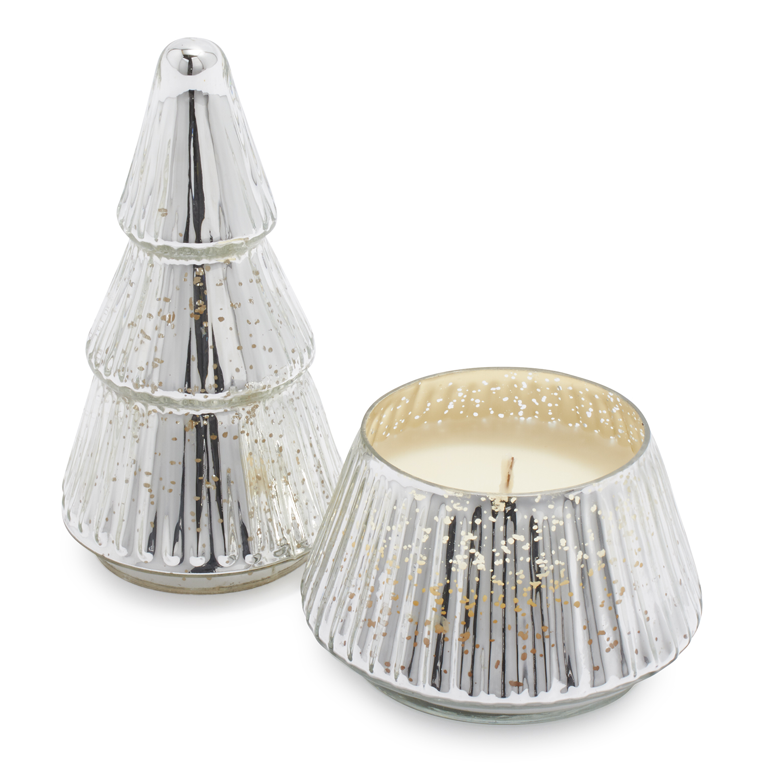 Figural Mercury Glass Christmas Tree Balsam Clove Candle 9 3 Oz Sur La Table