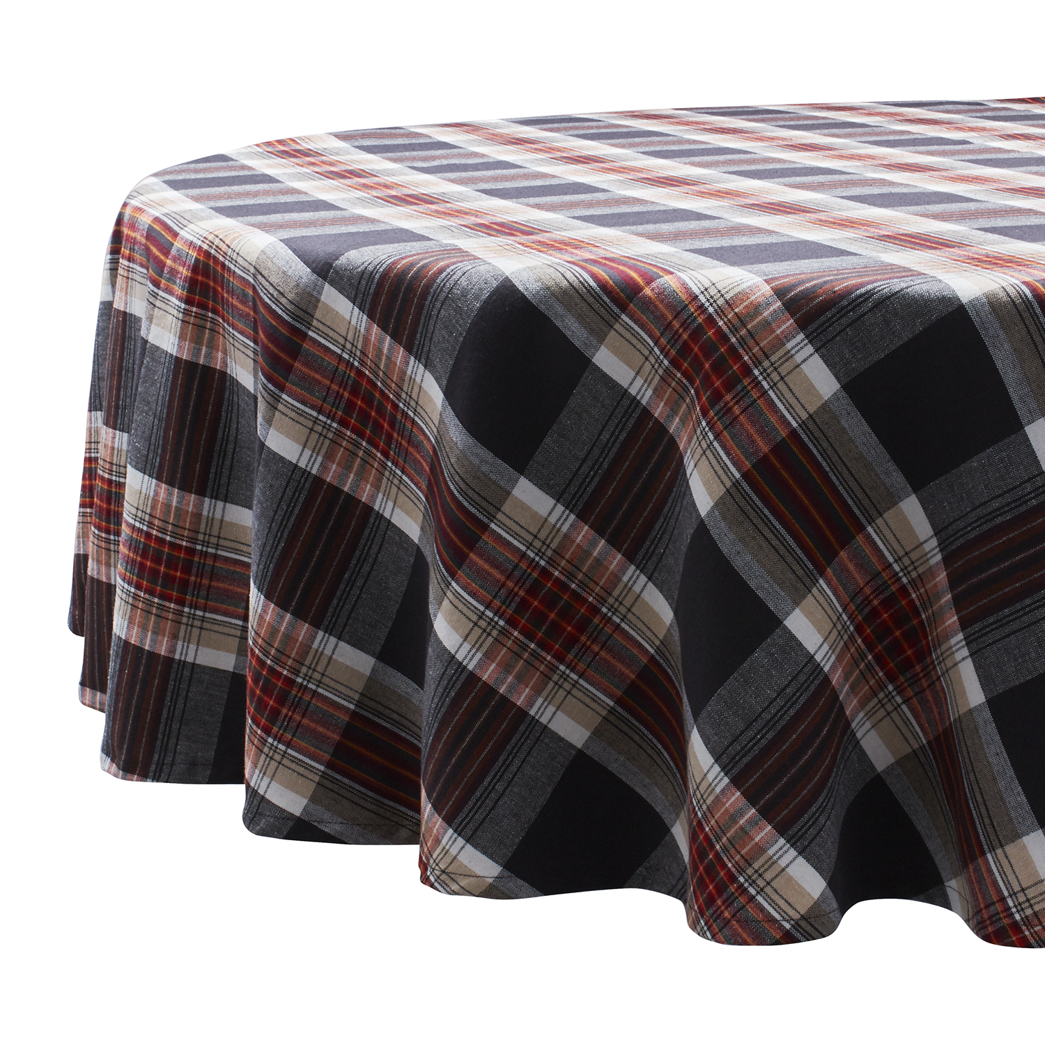 Fall Plaid Round Tablecloth 108 X 70, Fall Round Tablecloths