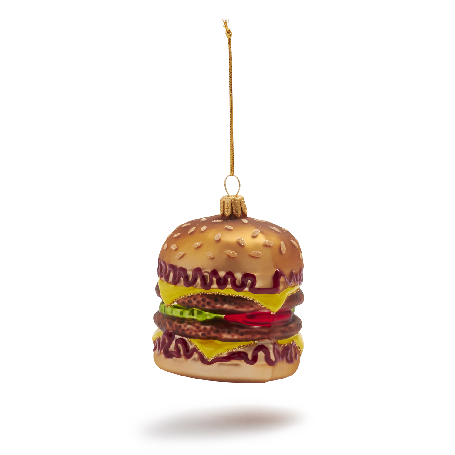 NEW SUR la TABLE CHEESEBURGER Sandwich Glass Blown Ornament Xmas Poland