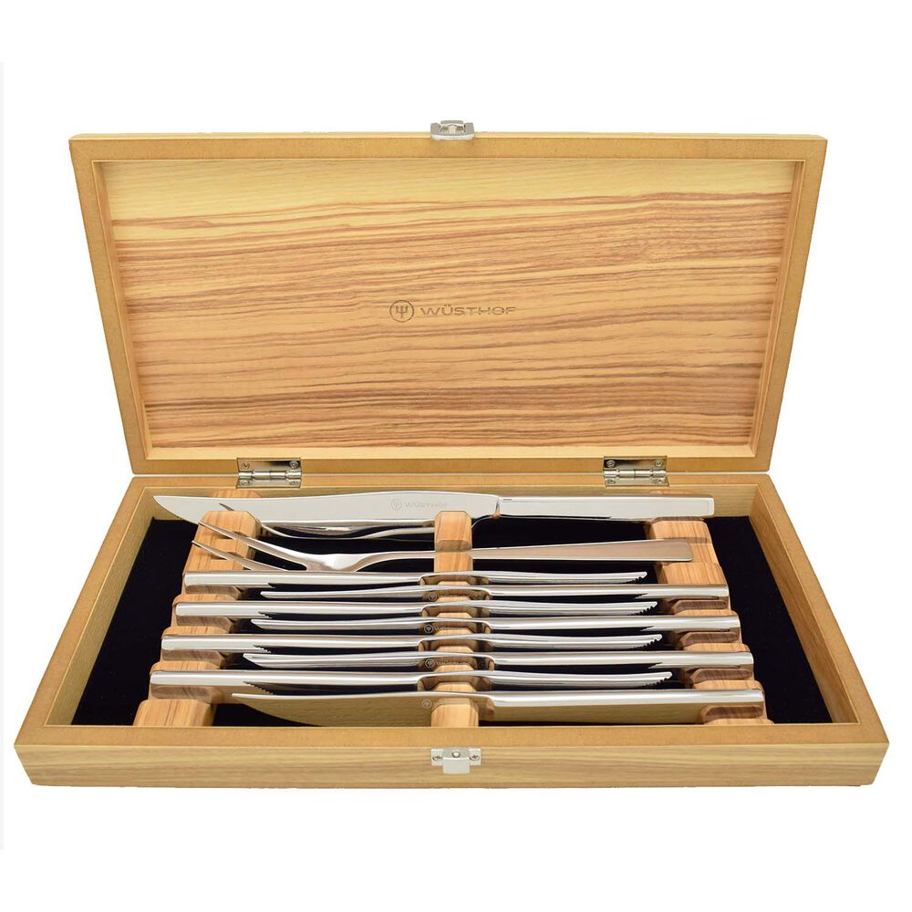 Wusthof Stainless Steak Knife Set in Olivewood Chest Sur La Table
