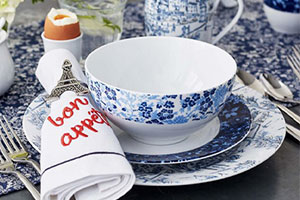Maison blue and white floral dinnerware
