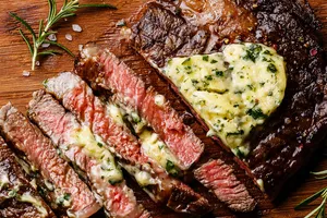 grilled steak with butter