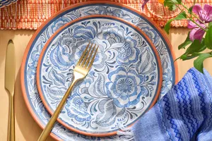 Azul outdoor dinnerware and linens