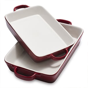 1.75qt Square Stoneware Baking Dish With Handles Cream/clay