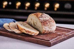 round sourdough loaf of bread