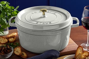Staub White Truffle with Brass Knob