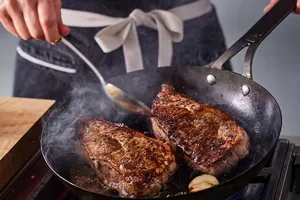 steaks seared in skillet