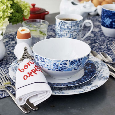 Maison blue and white floral dinnerware