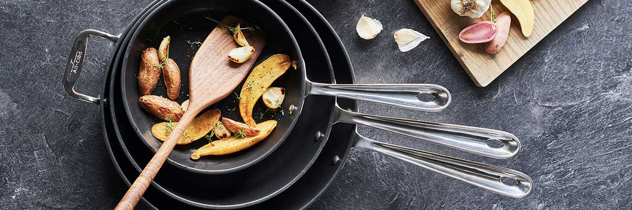 Set of three nonstick All-Clad Skillets