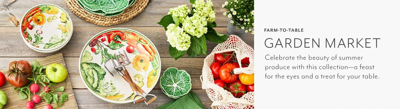 Farm-to-table Garden Market. Celebrate the beauty of summer produce with this collection - a feast for the eyes and a treat for your table.