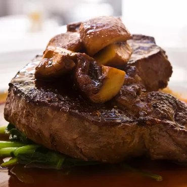 Seared Steak with Mushroom Red Wine Pan Sauce