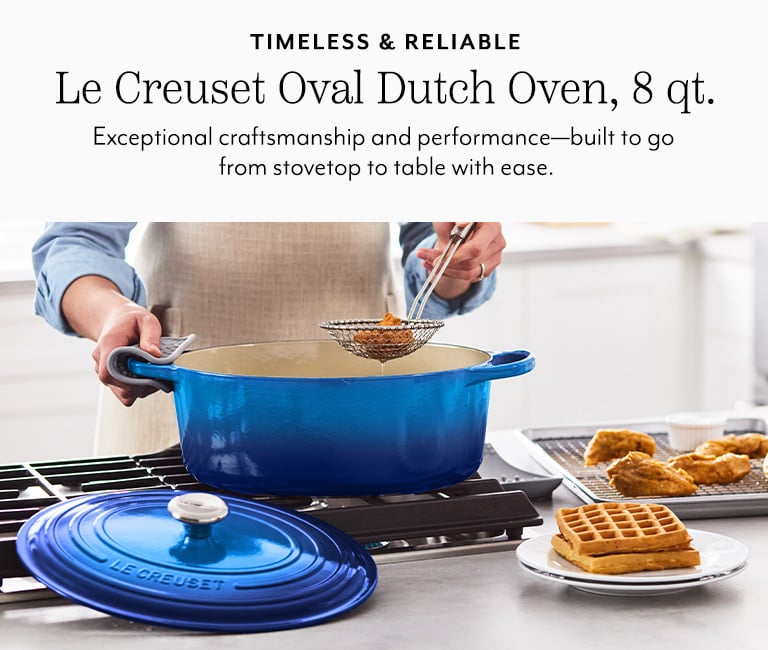 Timeless & Reliable Le Creuset Oval Dutch Oven, 8qt. Exceptional craftsmanship and performance built to go from stovetop to table with ease.