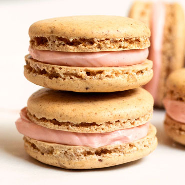 Elegant Fall Macarons, Amarena Buttercream with Amarena Cherry Center