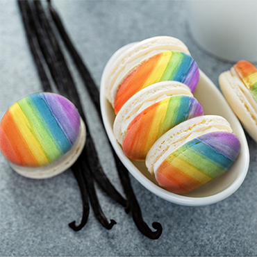 Rainbow Macarons with Pineapple Curd Filling
