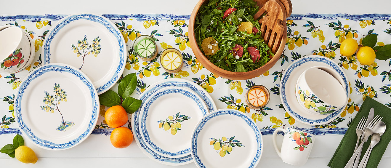 Citrus dinnerware and linens