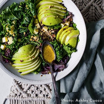 PEAR, GOUDA, AND KALE SALAD WITH WALNUTS AND SHERRY VINAIGRETTE