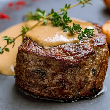 Butter and Herb-Basted Filet with Romesco Sauce