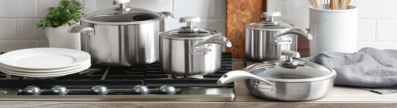 Scanpan cookware set on stovetop