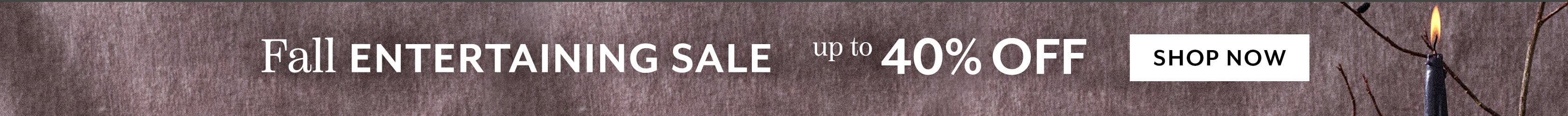 Fall entertaining sale up to 40% off. Shop Now.