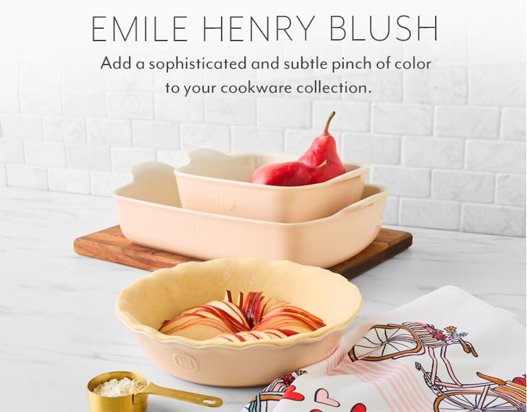 Emile Henry Blush. Add a sophisticated and subtle pinch of color to your cookware collection.