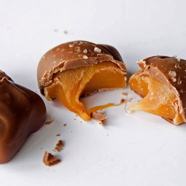 Chocolate Dipped Caramels with Sea Salt