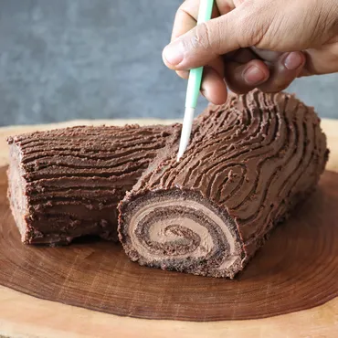 Bûche de Noël cake with Italian Mocha Buttercream