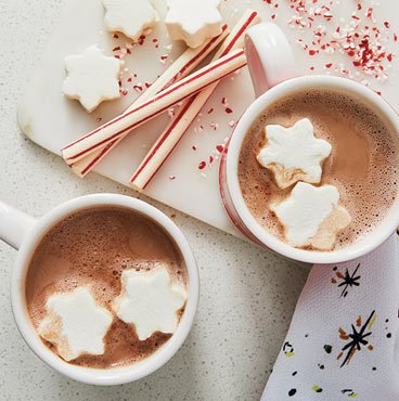 Hot chocolate with snowflake marshmallows