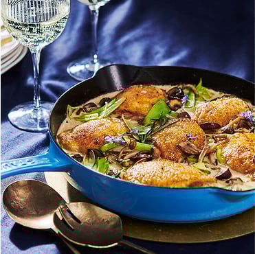 Staub blue cast iron skillet