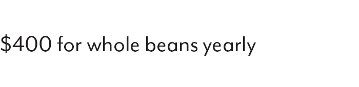 $400 for whole beans yearly