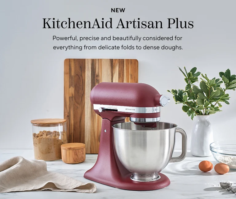 New KitchenAid Artisan Plus. Powerful, precise and beautifully considered for everything from delicate folds to dense doughs.