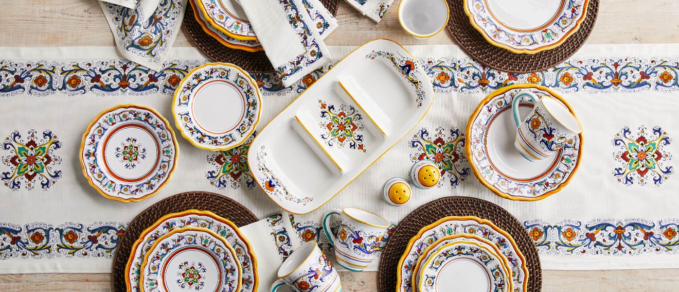 Dinnerware with design inspired by Italian Renaissance