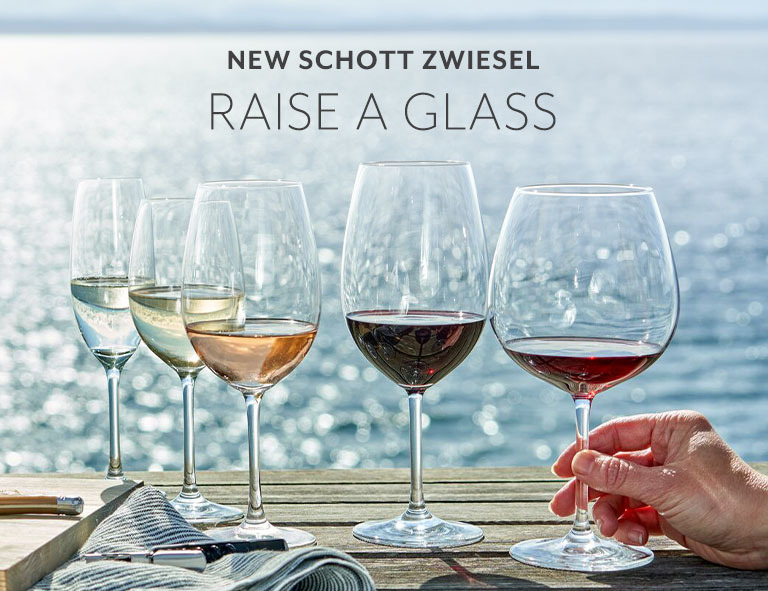 New Schott Zwiesel, raise a glass. Designed with break-resistant Tritan Crystal technology that stays clear, brilliant and intact through every pour and wash.