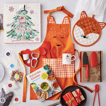 kids apron, kitchen tools, advent calendar, small mug