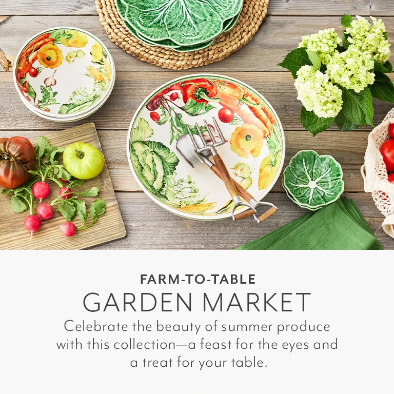 Farm-to-table Garden Market. Celebrate the beauty of summer produce with this collection - a feast for the eyes and a treat for your table.