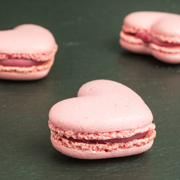 Pink Raspberry Heart Macaron cookies