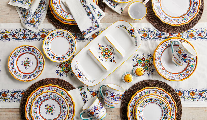 Dinnerware with design inspired by Italian Renaissance