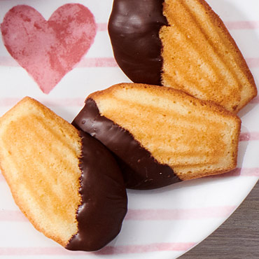 Orange Madeleines Dipped in Semi-Sweet Chocolate
