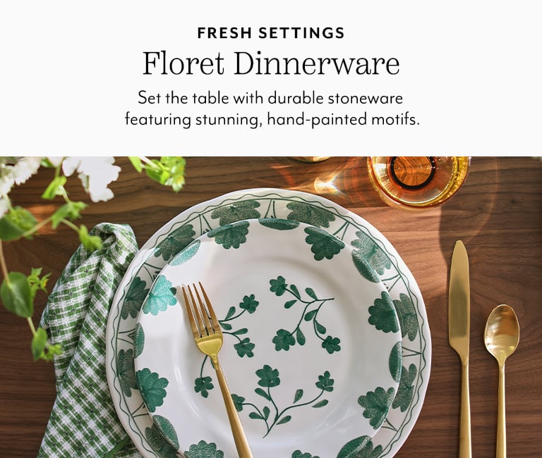 Fresh settings Floret Dinnerware. Set the table with durable stoneware featuring stunning, hand-painted motifs.